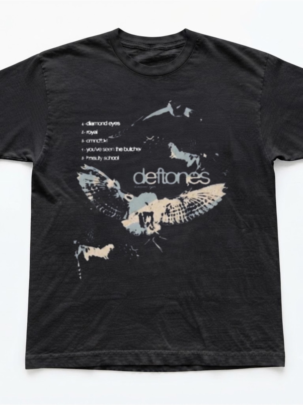 Deftones Diamond Eyes Owl Band Merch Black Heavy Cotton Gildan T-Shirt